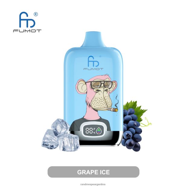 Fumot Original RandM Digital Box Dispositivo de vapeo con pantalla de líquido y batería 12000 hielo de uva N8LB3 RandM Vape Buenos Aires