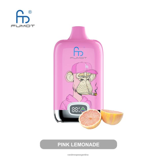 Fumot Original RandM Digital Box Dispositivo de vapeo con pantalla de líquido y batería 12000 limonada rosa N8LB11 RandM Vape Argentina