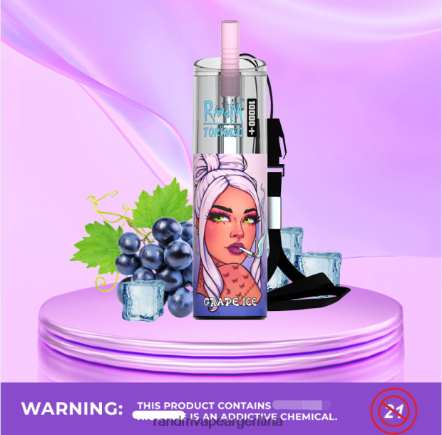 RandM Tornado Dispositivo vapeador con control de flujo de aire 10000 plus 1 ud. hielo de uva N8LB76 RandM Vape Review