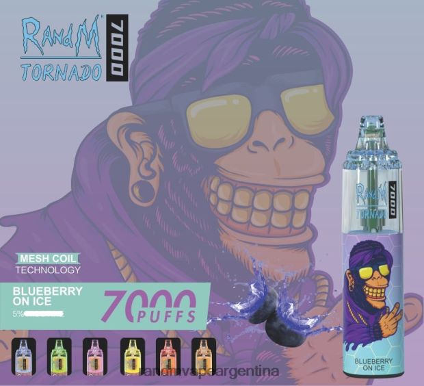 RandM Tornado Dispositivo vapeador con control de flujo de aire 7000 1 ud. arándano en hielo N8LB169 RandM Tornado Sabores