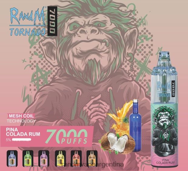 RandM Tornado Dispositivo vapeador con control de flujo de aire 7000 1 ud. arándano en hielo N8LB169 RandM Tornado Sabores