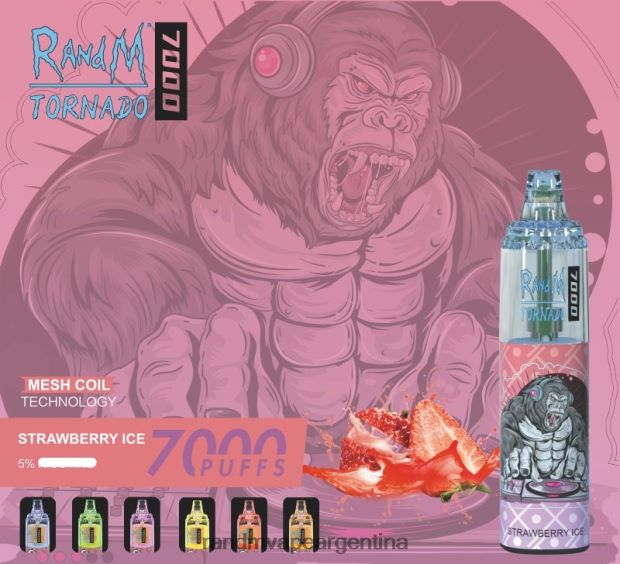 RandM Tornado Dispositivo vapeador con control de flujo de aire 7000 1 ud. hielo de fresa N8LB183 RandM Vape Buenos Aires
