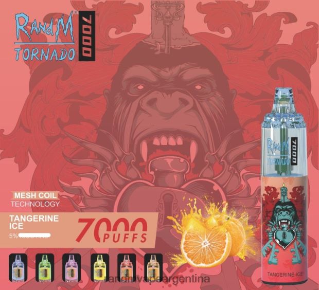 RandM Tornado Dispositivo vapeador con control de flujo de aire 7000 1 ud. hielo de mandarina N8LB166 RandM Vape Review