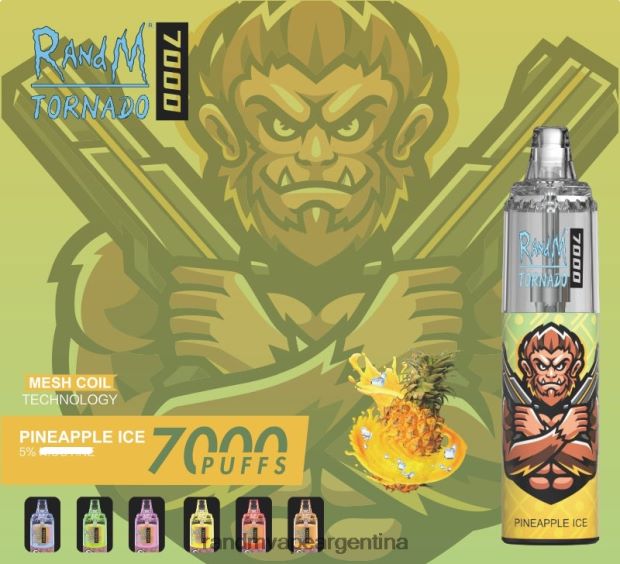 RandM Tornado Dispositivo vapeador con control de flujo de aire 7000 1 ud. hielo de piña N8LB180 Fumot RandM Vape