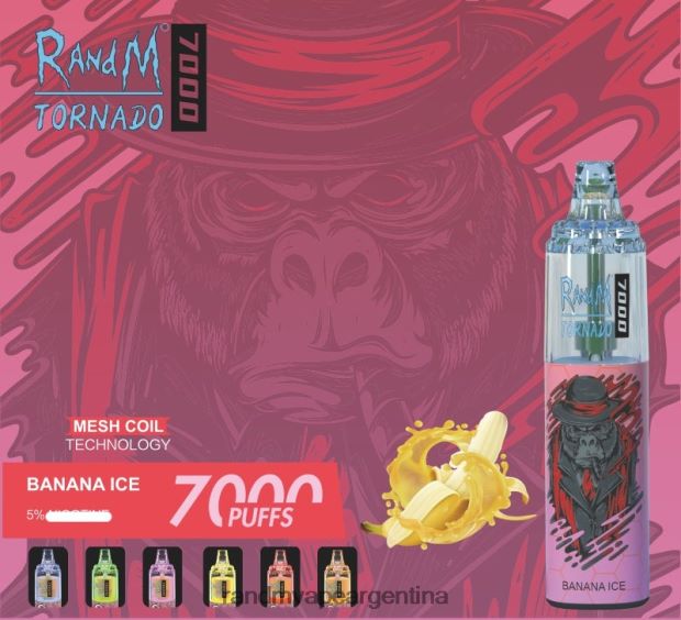 RandM Tornado Dispositivo vapeador con control de flujo de aire 7000 1 ud. hielo de plátano N8LB172 RandM Tornado Argentina