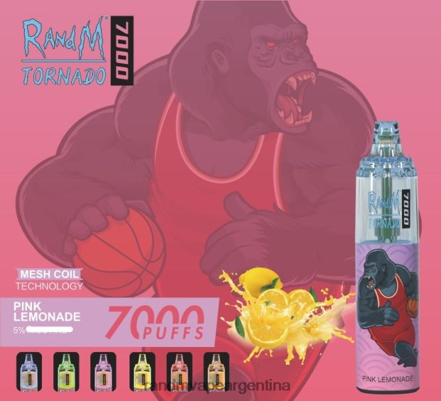 RandM Tornado Dispositivo vapeador con control de flujo de aire 7000 1 ud. limonada rosa N8LB174 RandM Vapes For Sale
