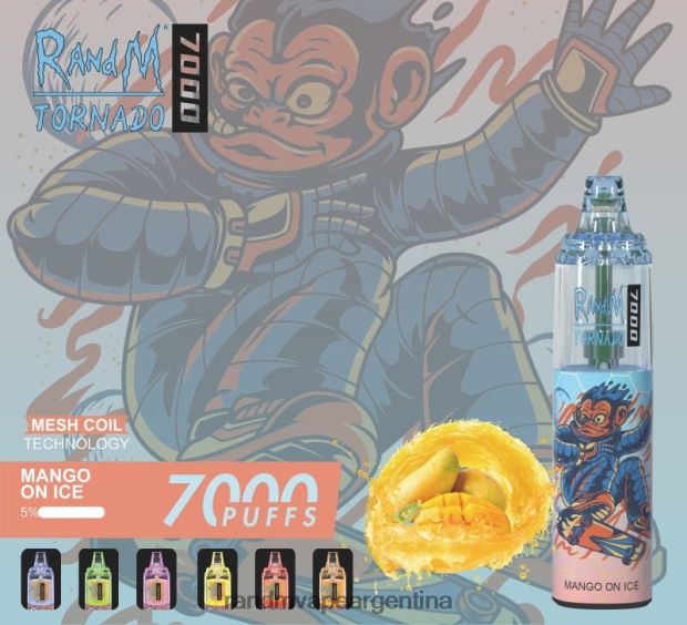 RandM Tornado Dispositivo vapeador con control de flujo de aire 7000 1 ud. mango en hielo N8LB170 Fumot RandM Vape