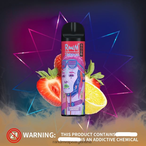 RandM Tornado Dispositivo vapeador con control de flujo de aire 8000 1 ud. limonada de fresa N8LB239 RandM Tornado Sabores