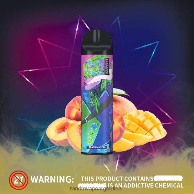 RandM Tornado Dispositivo vapeador con control de flujo de aire 8000 1 ud. mango durazno N8LB251 RandM Vape Argentina