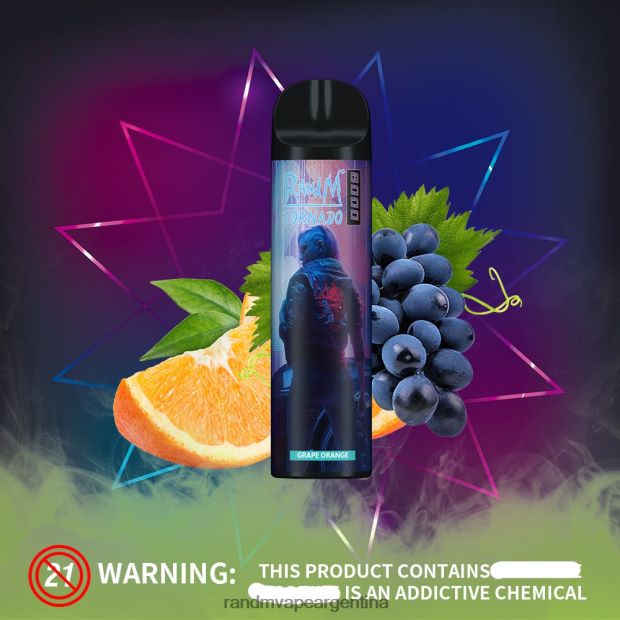 RandM Tornado Dispositivo vapeador con control de flujo de aire 8000 1 ud. naranja uva N8LB243 RandM Vape Buenos Aires