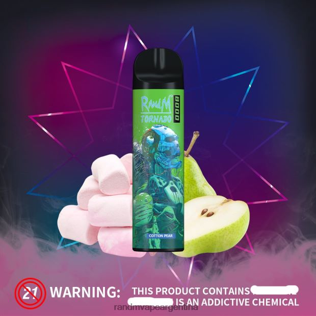 RandM Tornado Dispositivo vapeador con control de flujo de aire 8000 1 ud. pera de algodón N8LB241 RandM Vape Argentina