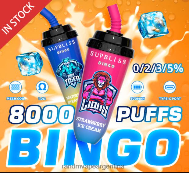 RandM Supbliss Bingo Dispositivo de vapeo 8000 1 ud. helado de fresa N8LB256 RandM Vape Review