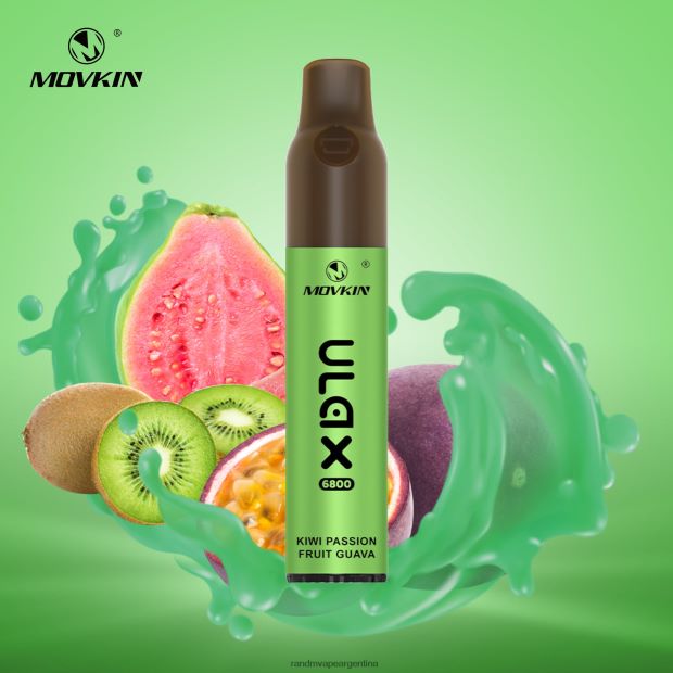 RandM Movkin Ulax Dispositivo de vapeo desechable recargable 6800 (bobina de cerámica) kiwi maracuyá guayaba N8LB71 RandM Vape Argentina