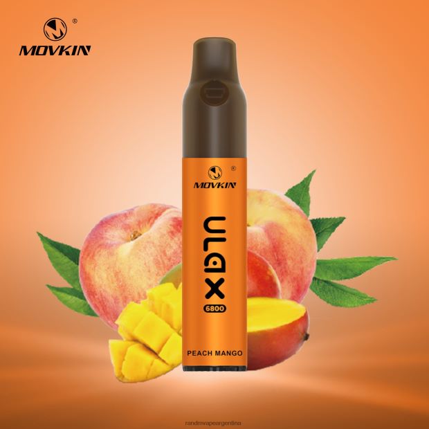RandM Movkin Ulax Dispositivo de vapeo desechable recargable 6800 (bobina de cerámica) mango durazno N8LB60 Fumot RandM Vape