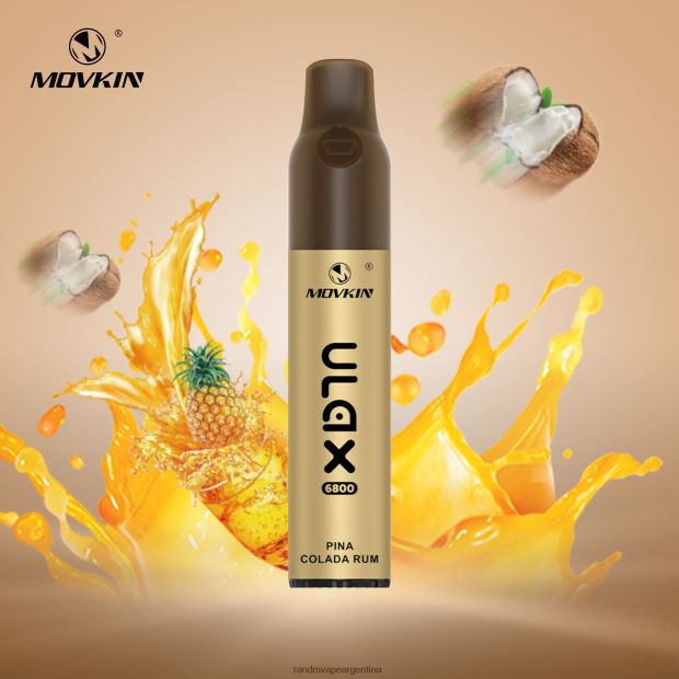 RandM Movkin Ulax Dispositivo de vapeo desechable recargable 6800 (bobina de cerámica) ron piña colada N8LB63 RandM Vape Buenos Aires