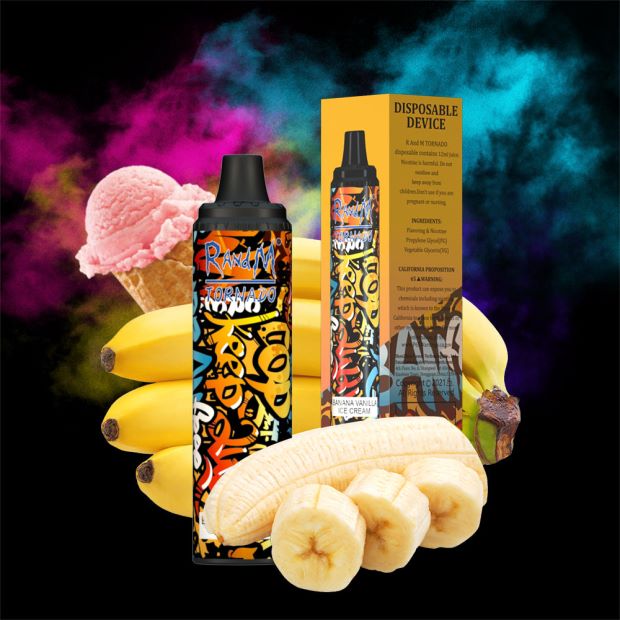 RandM Tornado Dispositivo vape pod con control de flujo de aire 6000 1 pieza helado de plátano y vainilla N8LB297 RandM Shop Discount