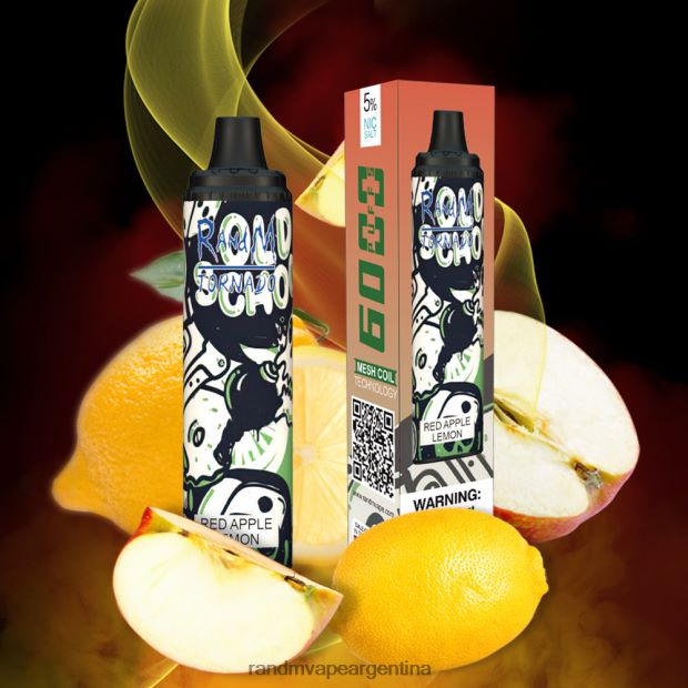 RandM Tornado Dispositivo vape pod con control de flujo de aire 6000 1 pieza manzana roja limón N8LB279 RandM Tornado Sabores