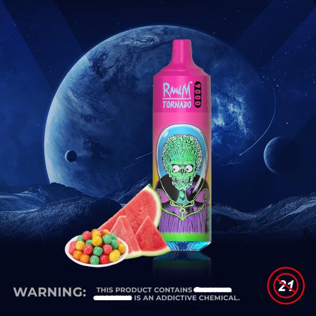 RandM Tornado Dispositivo vape pod 9000 1 pieza versión 1 chicle de sandía N8LB130 Fumot RandM Vape