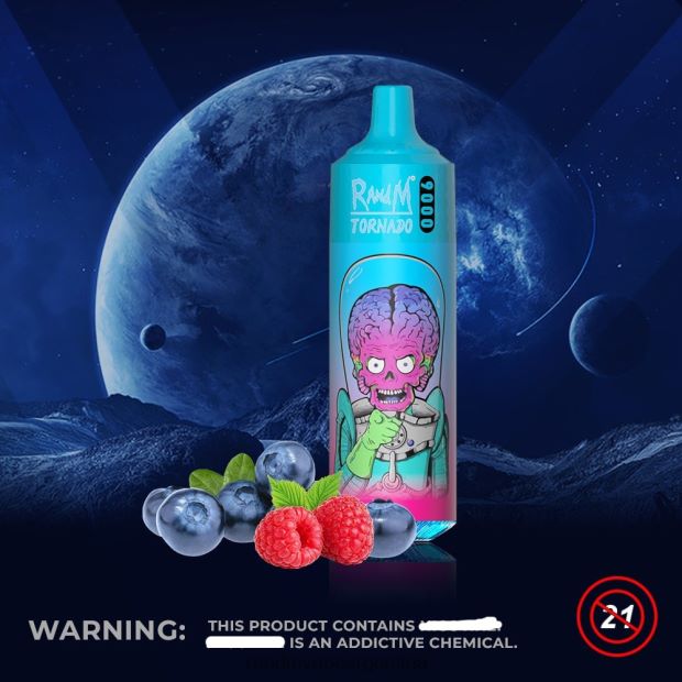 RandM Tornado Dispositivo vape pod 9000 1 pieza versión 1 frambuesa arándano N8LB126 RandM Vape Review